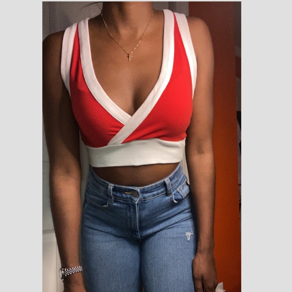 Red/White crop top